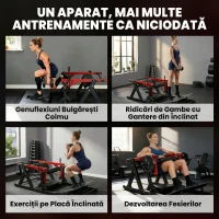 SPORTNOW Aparat Hip Thrust, Aparat Fesieri cu Suport pentru Greutăți, Platformă Reglabilă, Perne, Trainer Multifuncțional pentru Fesieri cu Roți, Capacitate 270 kg, Antrenament Fesieri și Abdominali Acasă(m-4)