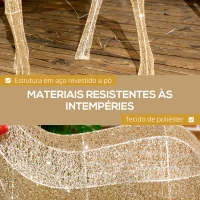 Outsunny Reno Luminoso de Natal Decoração de Natal com 137 LEDs Branco Quente Iluminação Natalícia 66x25x135 cm Dourado(m-6)