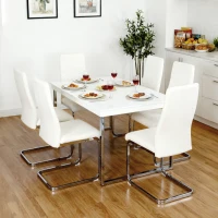 HOMCOM Conjunto de 4 Cadeiras de Sala de Jantar com Assento Acolchoado e Pés de Metal Cadeiras Cantilever Modernas 45x61x98 cm Creme(m-8)