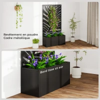 Outsunny Jardinière avec treillis, bac à fleurs avec brise-vue en métal, pour cour, jardin, balcon, 61 x 23 x 113 cm, noir(m-7)