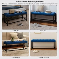 HOMCOM Banco ao Pé da Cama Estofado em Veludo Design Capitoné Base de Metal Banco para Quarto Entrada Sala 117x40x48 cm Azul Escuro(m-6)