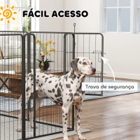 PawHut Parque para Cães de 12 Painéis 68x100 cm Parque Dobrável para Cães Médios com Portas Fecho e Estacas Preto(m-5)