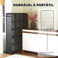 PawHut Parque para Cães de 12 Painéis 68x100 cm Parque Dobrável para Cães Médios com Portas Fecho e Estacas Preto(m-6)