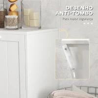 kleankin Armário de Casa de Banho com Cestos de Roupa Suja Móvel Roupa Suja com 2 Compartimentos 66x33x68 cm Branco(m-6)