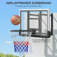 SPORTNOW Basketballkorb für Wandmontage, gefederter Korb, bruchsichere Rückwand, Schwarz(m-6)