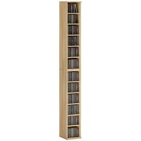 HOMCOM Set of 2 CD Media Display Shelf Unit Tower Rack with Adjustable Shelves, Natural(m-10)
