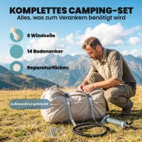 Outsunny Aufblasbares Zelt 5-8 Personen Schneller Aufbau 5000 mm Wasserdicht & Winddicht mit Luftpumpe Kaminöffnung Dachfenster(m-9)