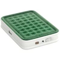Outsunny Inflatable Mattress, Double Air Bed with Built-in Electric Pump, 3 Mins Inflation, Flocked Surface, Dark Green(m-10)