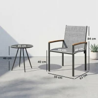 Outsunny Set Bistrò 3 Pezzi: Sedie in Rete e Tavolo, Grigio Misto.(m-3)