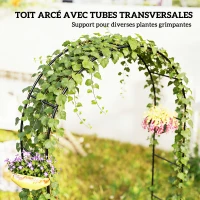 Outsunny Arche de Jardin avec 2 Bases pour Plantes Grimpantes Rosiers Vignes, Arche de Mariage, 145x39x237cm, Noir(m-4)