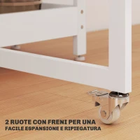 HOMCOM Tavolo Pieghevole a 2 Ribalte per 4 Persone con 2 Ripiani Aperti, Legno e Metallo, 133.4x80x75 cm, Bianco(m-6)