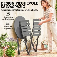 Outsunny Set Bistrò Esterno, Arredo Giardino Pieghevole con Tavolo e 2 Sedie, Nero.(m-5)
