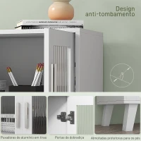 HOMCOM Aparador de 2 Portas Aparador de Sala com 2 Prateleiras Portas Transparentes para Cozinha e Entrada Branco 61x35x75 cm(m-6)