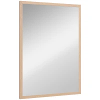 HOMCOM Wall Bathroom Mirror, 70 x 50 cm Wall-Mounted Mirror for Living Room, Bedroom, Hallway, Natural Wood(m-11)