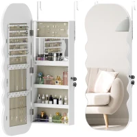 HOMCOM Espelho-Joalheiro com Luz LED Montado na Parede ou na Porta com Fechadura, Espelho de Corpo Inteiro Branco(m-10)