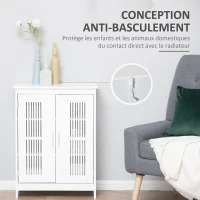 kleankin Meuble salle de bain, armoire salle de bain sur pied à 3 niveaux, double porte et étagère réglable, 60x30x80cm, blanc(m-7)