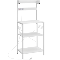 HOMCOM Estante de Cozinha com 2 Tomadas Prateleira para Micro-ondas Prateleira Ajustável Ganchos 60x42x137 cm Branco