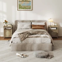 HOMCOM Mesa de Cabeceira com Porta de Vime Prateleira Aberta e Compartimento 40x35x55 cm Madeira(m-9)