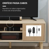 HOMCOM Móvel de TV para Televisão até 50 Polegadas com Portas de Correr Prateleiras Abertas e Orifícios para Cabos 115x40x49 cm Madeira(m-6)