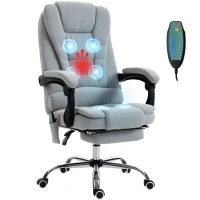 Vinsetto Fauteuil de bureau massant et chauffant, chaise de bureau, hauteur réglable, dossier inclinable, 65x70x111-119cm, gris(m-1)