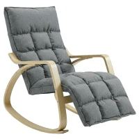 HOMCOM Sillón mecedor con reposapiés ajustable, sillón relax acolchado, gris(m-1)