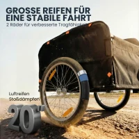 SPORTNOW Fahrradanhänger 170 Liter Fahrrad Lastenanhänger mit Kupplung Abdeckplane 51 cm Schnellspannend Luftreifen bis 40 kg(m-5)