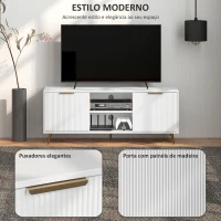 HOMCOM Móvel de TV Moderno Móvel de TV para Sala de Estar com 2 Compartimentos Abertos  para Televisores de 55 Polegadas 120x35x48 cm Branco(m-4)