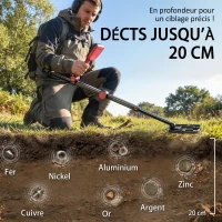 Outsunny Détecteur de Métaux, Bobine Étanche IP68 avec Écran LCD, 4 Modes, Haute Précision Hauteur Réglable, 139x26x30cm, Noir(m-5)