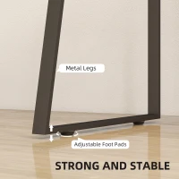 HOMCOM Computer Desk, Writing Desk with Cabinet, Drawer, Metal Legs, Work Table for Home Office Study, Natural Wood Finish(m-6)