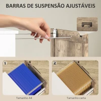 HOMCOM Bloco de Gavetas de Escritório com 4 Gavetas Fecho e 2 Chaves e Barras para Pendurar A4 Carta 39,4x40x129 cm Branco e Madeira(m-5)