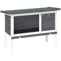 PawHut Wooden Rabbit Hutch, Guinea Pig Hutch with Asphalt Roof, Outdoor Elevated Bunny House for Rabbits, Chinchillas