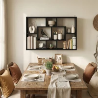 HOMCOM Estante de Parede Decorativa para Livros CDs com 8 Cubos 85x14,5x47,5 cm Preto(m-9)