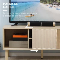 HOMCOM Móvel de TV para Televisão até 50 Polegadas com Portas de Correr Prateleiras Abertas e Orifícios para Cabos 115x40x49 cm Madeira(m-7)