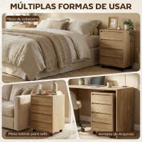 HOMCOM Bloco de Gavetas de Escritório com 4 Gavetas Rodas para Escritório 46x40x65 cm Castanho(m-7)