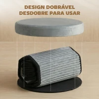HOMCOM Puff de Arrumação Banco de Arrumação Dobrável 35 L 38x38x38 cm Estofado em Veludo Baú de Arrumação Cinzento Escuro(m-5)