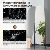 HOMCOM Espelho de Pé Arqueado 160x40 cm Espelho de Corpo Inteiro sem Moldura com Suporte de Metal Preto(m-7)