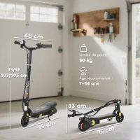 HOMCOM Trottinette électrique 120 W pliable pour enfant 7-14 ans 12 Km/h max. autonomie 10 Km max. noir(m-3)
