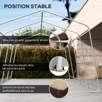 Outsunny Tente garage carport dim. 6,2L x 3,3l x 2,4H m acier galvanisé robuste PE haute densité 150 g/m² imperméable anti-UV(m-5)