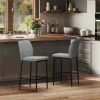 HOMCOM Conjunto de 2 Bancos de Bar Bancos Altos de Cozinha com Encosto e Apoio para os Pés Estofados em Veludo 41x52x97 cm Cinza(m-9)