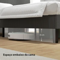 HOMCOM Cama 160x200 cm com Cabeceira Ajustável Estofada em Bombazina Ripas de Madeira Montagem Fácil Cinza Escuro(m-7)