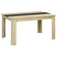 HOMCOM Table de salle à manger pour 6 personnes en bois aspect naturel et noir, dim. 140L x 90l x 75H cm(m-11)