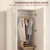 HOMCOM Roupeiro com Espelho 2 Portas e 2 Gavetas Relevo de Diamante Barra para Pendurar Estilo Moderno 80x50x180 cm Branco(m-7)