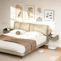 HOMCOM Floating Nightstands Set of 2, Wall Mounted Bedside Table with Drawer for Bedroom, Grey Wood Effect(m-7)