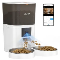 PawHut Automatic Cat Feeder for 2 Cats with HD Camera，2.4G & 5G WiFi Pet Food Dispenser 6L APP Control(m-10)