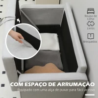 HOMCOM Sofá de 2 Lugares com Espaço de Armazenamento Pés de Madeira Encosto Capitonê 117x62x78 cm Cinzento Claro(m-5)