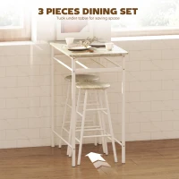 HOMCOM Bar Table Set, Bar Table and Stools Set, Footrest and Storage Shelf, for Kitchen, Dining Room, Pub, Cafe, White and Oak(m-4)