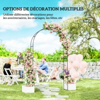 Outsunny Arche de Jardin avec 2 Bases pour Plantes Grimpantes Rosiers Vignes, Arche de Mariage, 145x39x237cm, Noir(m-7)