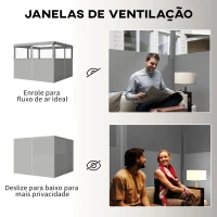 Outsunny 4 Paredes Laterais para Tenda 3x3 m Laterais de Tenda com 8 Janelas Proteção UV 30+ Impermeável Cinzento Claro(m-5)