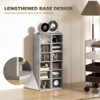 HOMCOM Set of 2 CD Media Display Shelf Unit Tower Rack with Adjustable Shelves, Grey(m-8)