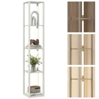 HOMCOM Floor Lamp with Shelves and 3 Brightness Levels - Oak(m-10)